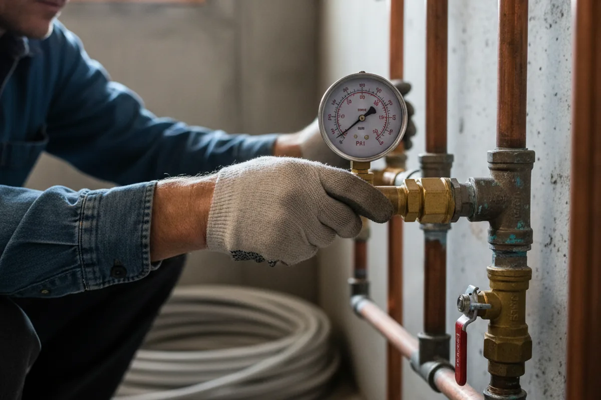 Pressure testing a repaired line during Water Line Repair in Ravenna